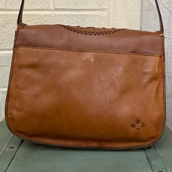 PATRICIA NASH BROWN BRAIDED FLAP W TASSEL CROSSBODY BAG GUC - Picture 6 of 12